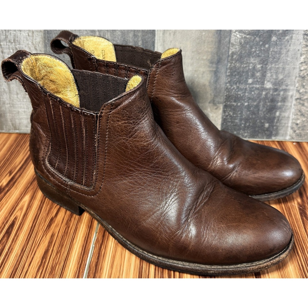 Frye Melissa Chelsea‎ Boots Womens 7.5B Brown Leather Pull On Ankle Boot